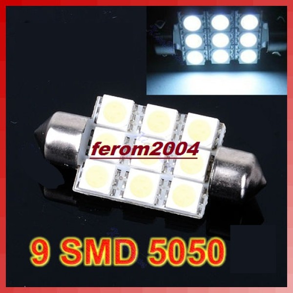 Led bulb C5W FESTOON 9 smd 5050, 39 mm, white color